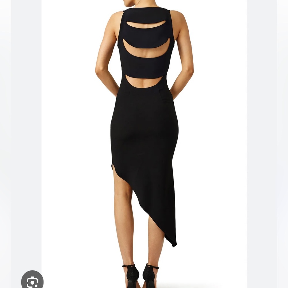 OSMAN Black Zandra Slash Midi Dress Women’s 6